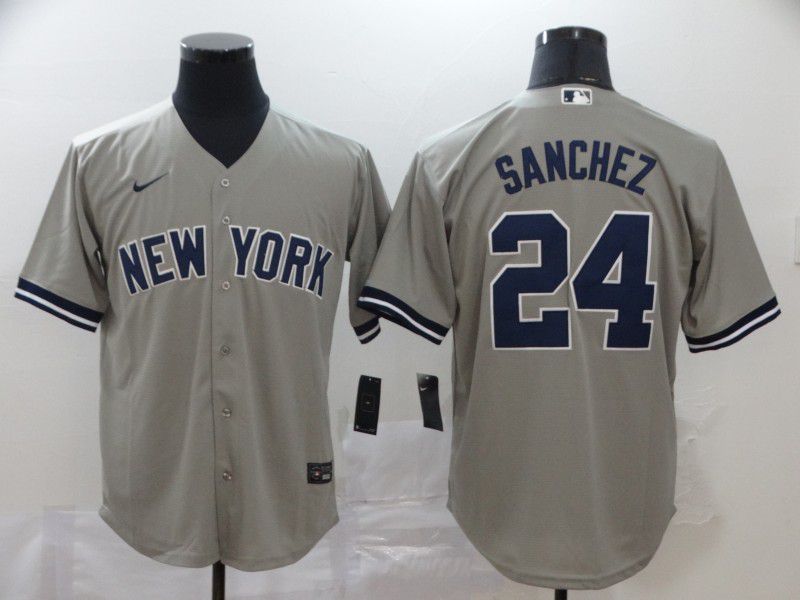 Men New York Yankees #24 Sanchez Grey Nike Game MLB Jerseys